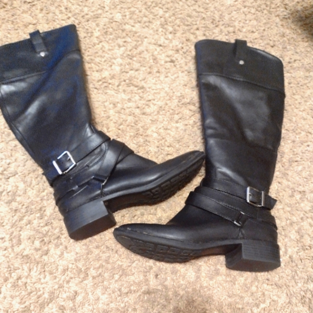 Tall black leather boots size 8